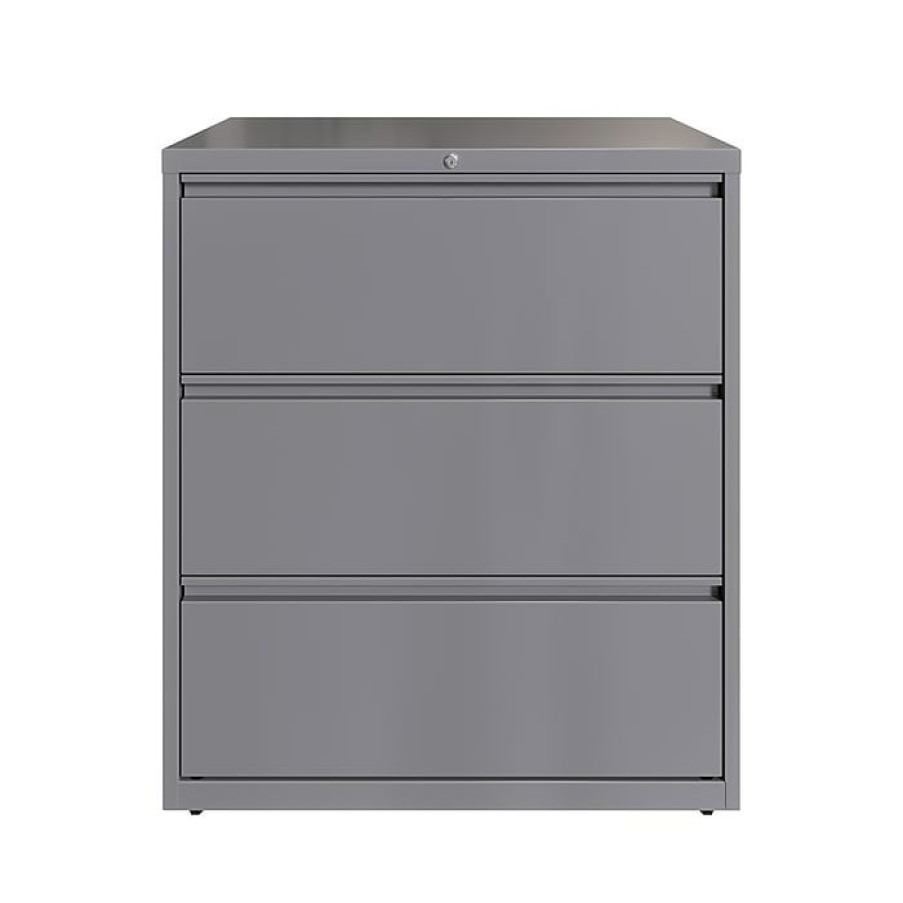 * Hirsh Hl10000 Series 3-Drawer Lateral File Cabinet, Locking, Letter/Legal, Arctic Silver, 36 (23745)