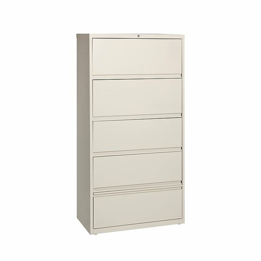 * Hirsh Hl10000 Series 5-Drawer Lateral File Cabinet, Locking, Letter/Legal, Putty, 36 (17901)