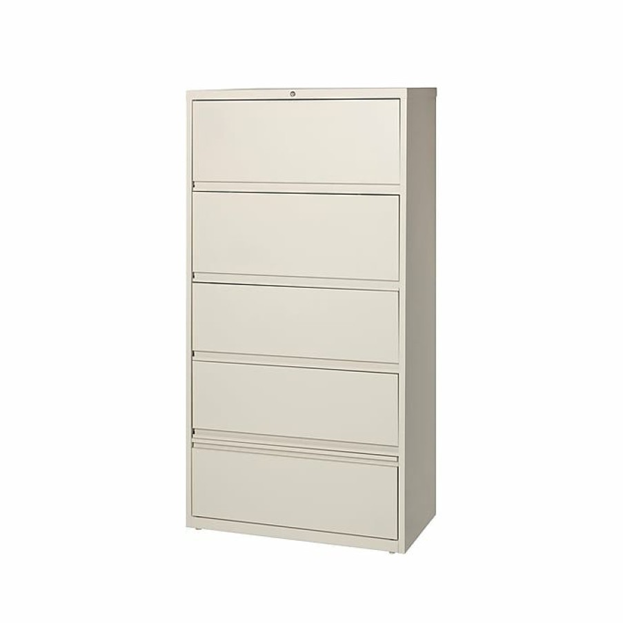 * Hirsh Hl10000 Series 5-Drawer Lateral File Cabinet, Locking, Letter/Legal, Putty, 36 (17901)