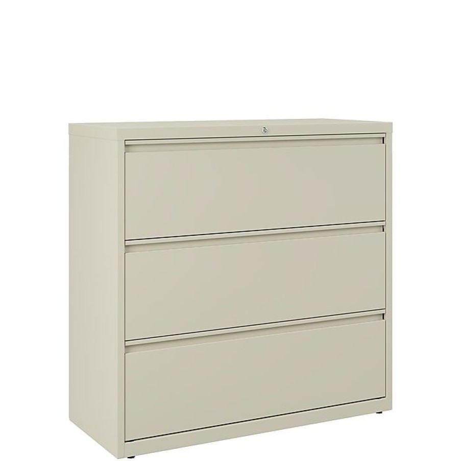 * Staples Hl8000 Commercial 3-Drawer Lateral File Cabinet, Locking, Letter/Legal, Putty/Beige, 42 W (23201D)