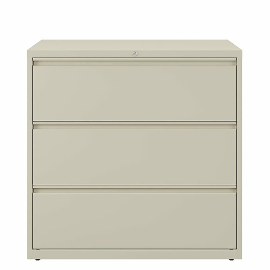 * Staples Hl8000 Commercial 3-Drawer Lateral File Cabinet, Locking, Letter/Legal, Putty/Beige, 42 W (23201D)