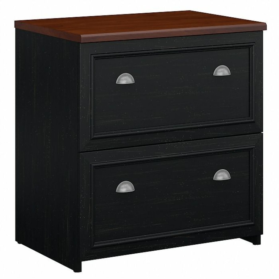 * Bush Furniture Fairview Lateral File Cabinet, Antique Black/Hansen Cherry (Wc53981-03)