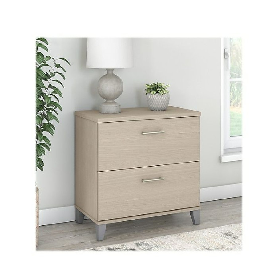 * Bush Furniture Somerset 2-Drawer Lateral File Cabinet, Letter/Legal, Sand Oak, 29.72 (Wc81180)