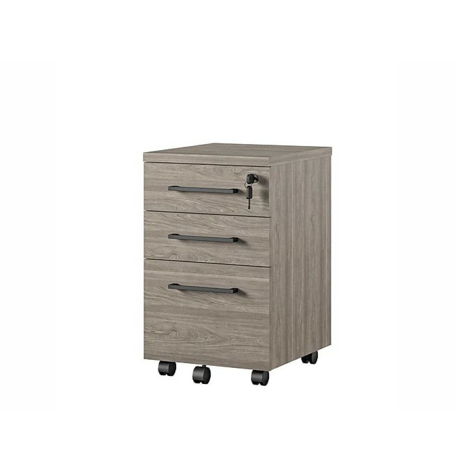 * Ameriwood Parkside 3-Drawer Lateral File Cabinet, Mobile, Letter/Legal, Light Brown Oak, 15.75 (9558848Com)