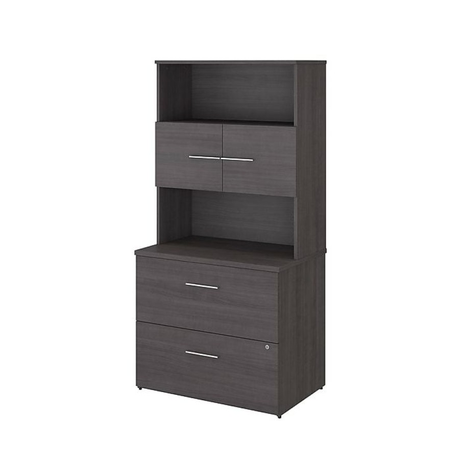 * Bush Business Furniture Office 500 2-Drawer Lateral File Cabinet, Locking, Letter/Legal, Storm Gray, 35.67 (Of5007Sgsu)