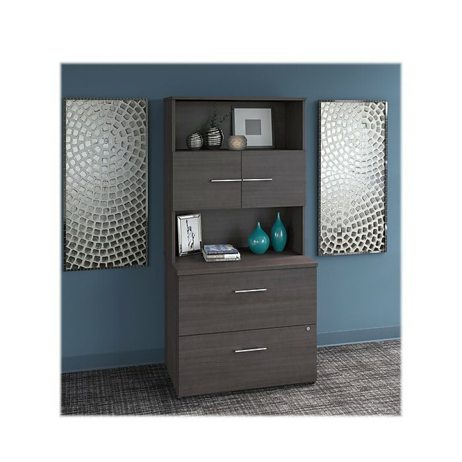 * Bush Business Furniture Office 500 2-Drawer Lateral File Cabinet, Locking, Letter/Legal, Storm Gray, 35.67 (Of5007Sgsu)