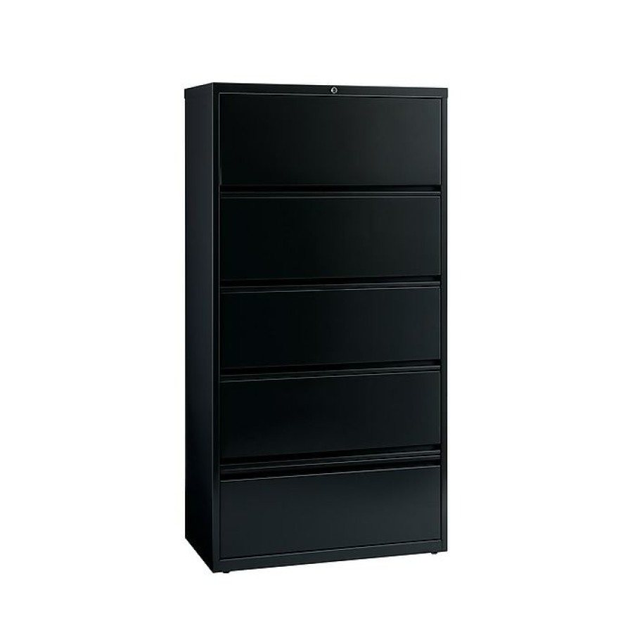 * Hirsh Hl10000 Series 5-Drawer Lateral File Cabinet, Locking, Letter/Legal, Black, 36 (17902)