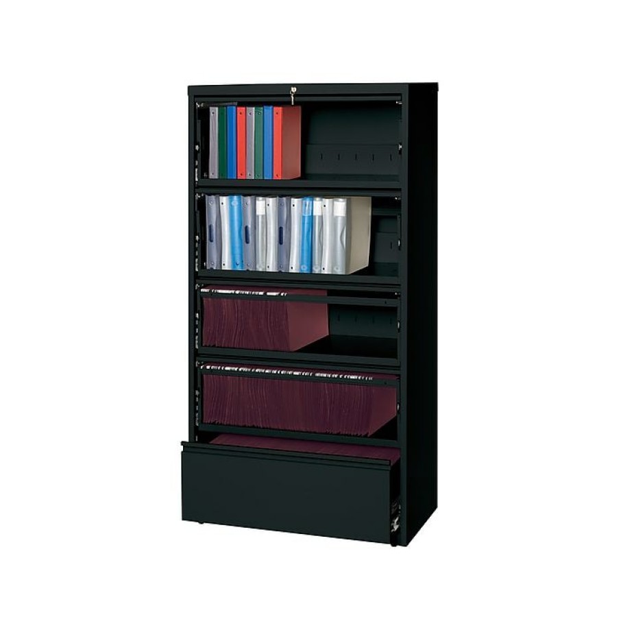 * Hirsh Hl10000 Series 5-Drawer Lateral File Cabinet, Locking, Letter/Legal, Black, 36 (17902)