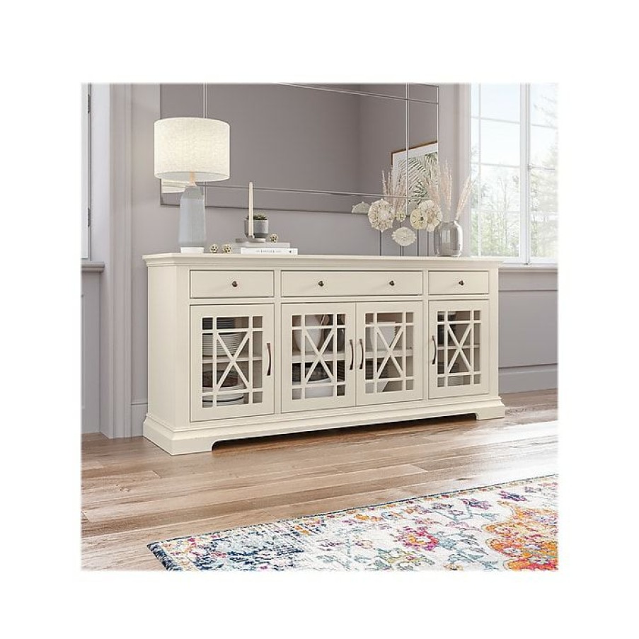 * Bush Furniture Magnitude 3-Drawer Buffet Cabinet, Letter/Legal, Heirloom White, 70 (Mgt170Hwsu)