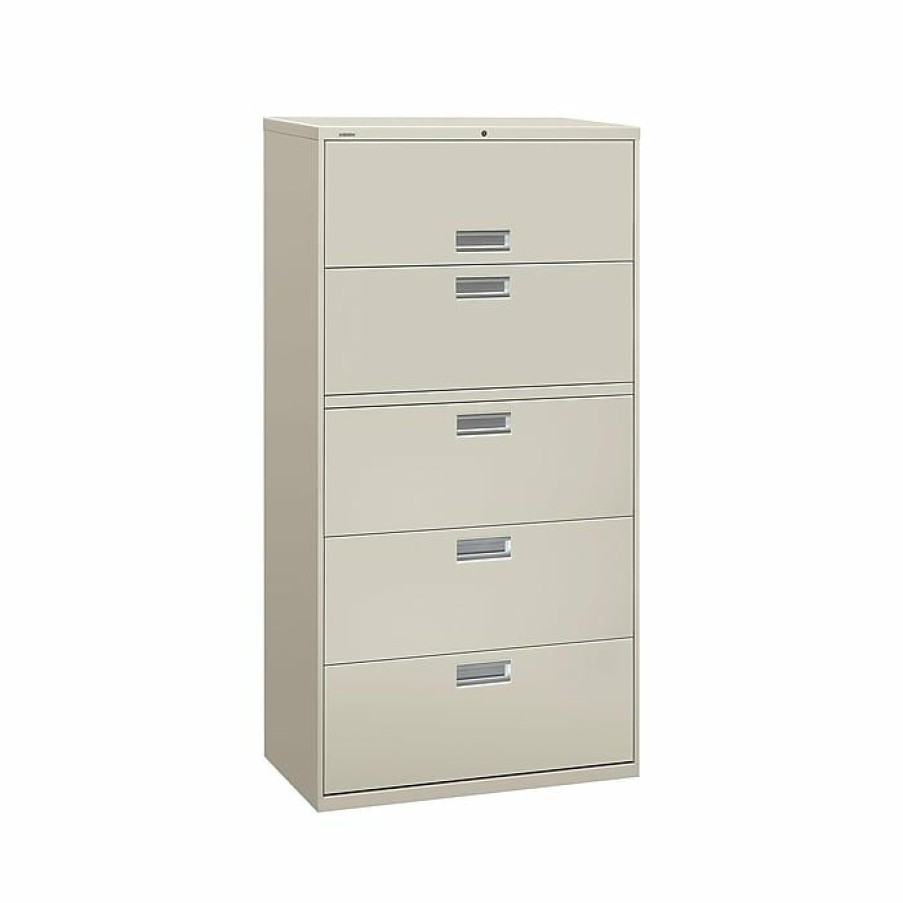 * Hon Brigade 600 Series 5-Drawer Lateral File Cabinet, Locking, Letter/Legal, Gray, 36 W (H685.L.Q)