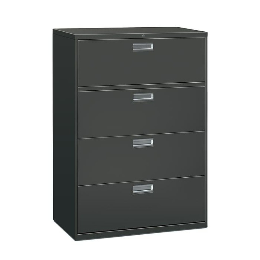 * Hon Brigade 600 Series 4-Drawer Lateral File Cabinet, Locking, Charcoal, Letter/Legal, 42 W (H694Ls)