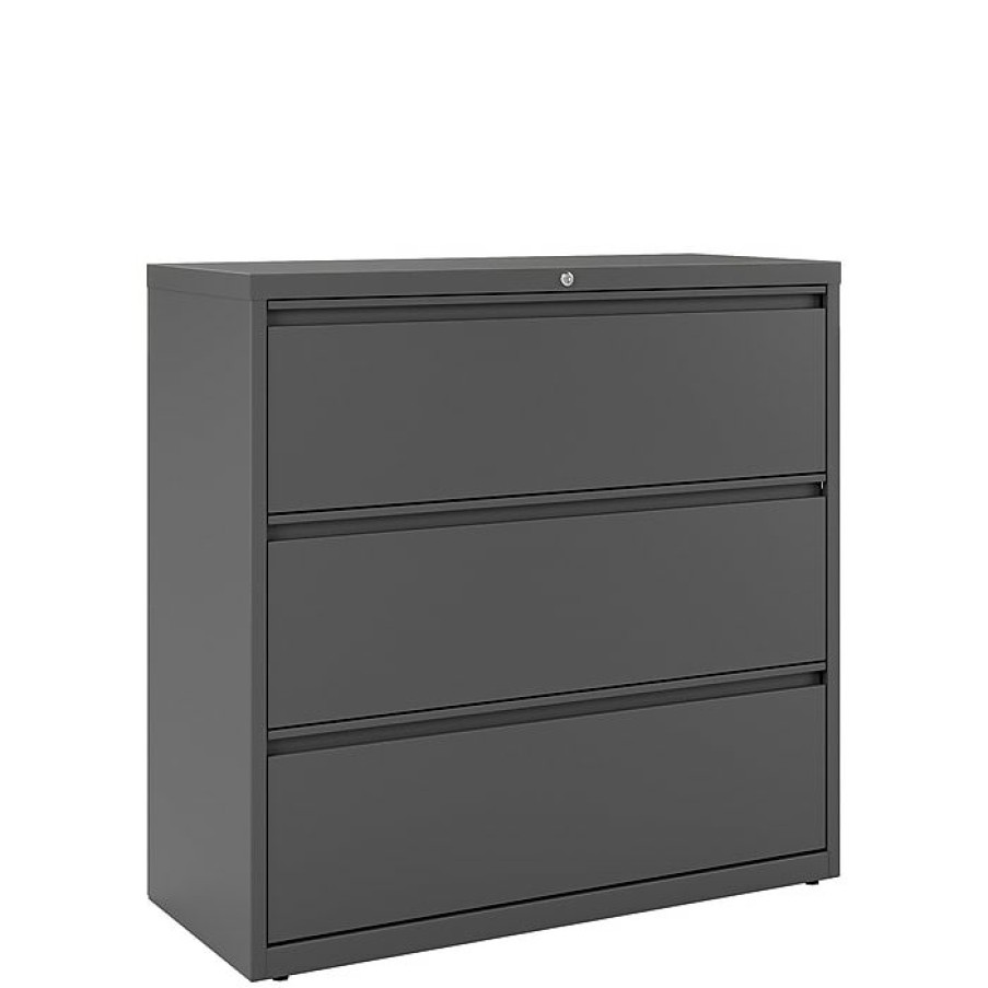 * Staples 3-Drawer Lateral File Cabinet, Locking, Letter/Legal, Charcoal, 42 W (26824D)