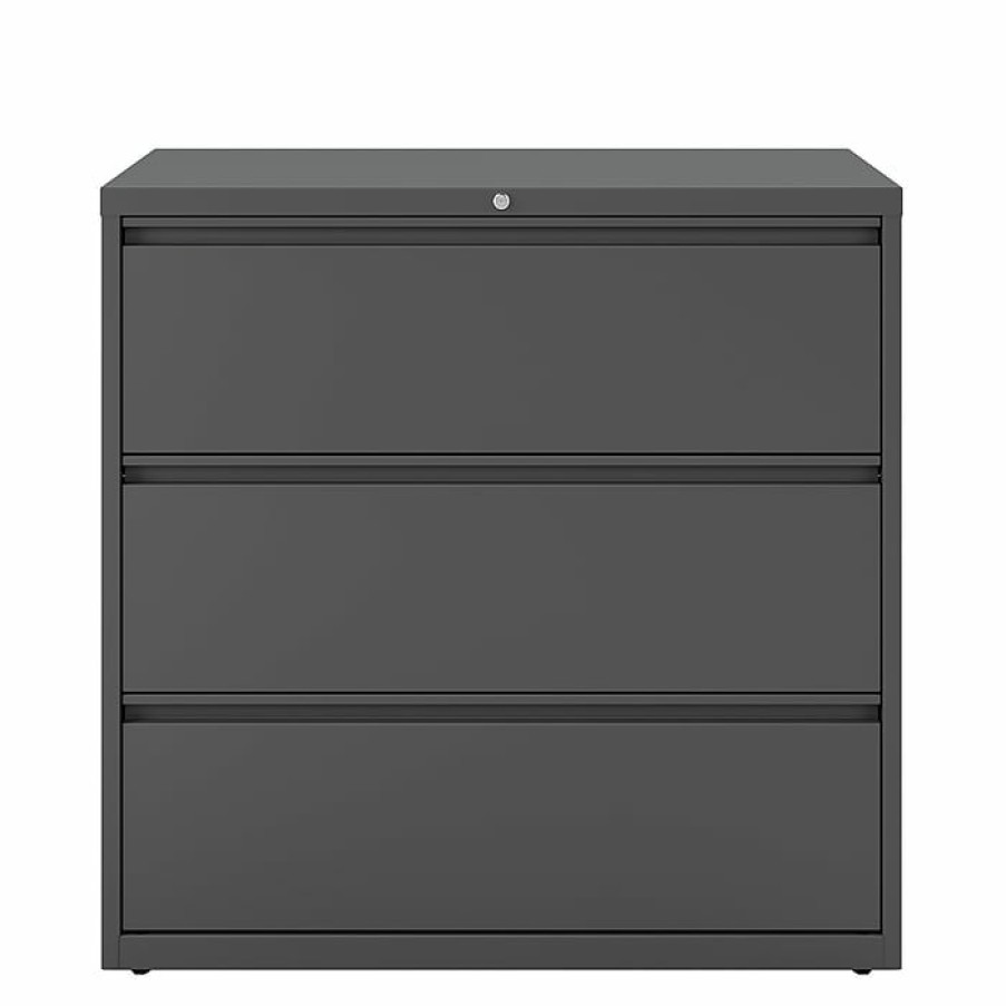 * Staples 3-Drawer Lateral File Cabinet, Locking, Letter/Legal, Charcoal, 42 W (26824D)