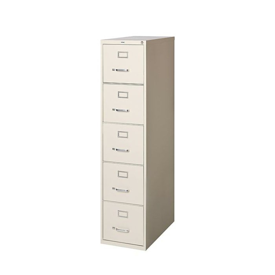 * Staples Commercial 5 File Drawer Vertical File Cabinet, Locking, Putty/Beige, Letter, 26.5 D (20069D)