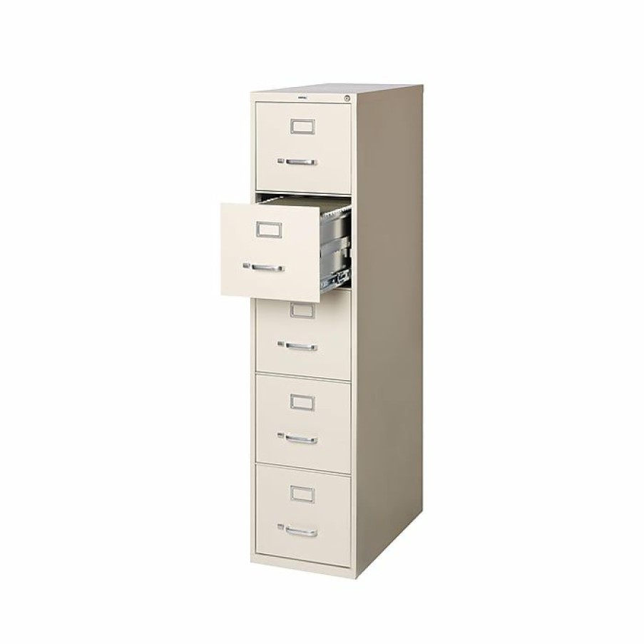 * Staples Commercial 5 File Drawer Vertical File Cabinet, Locking, Putty/Beige, Letter, 26.5 D (20069D)