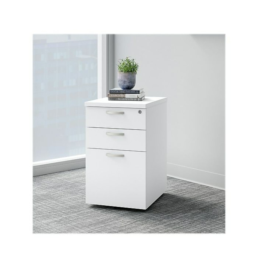 * Bush Business Furniture Easy Office 3-Drawer Vertical File Cabinet, Locking, Letter/Legal, Pure White, 20 (Eof116Wh-03)