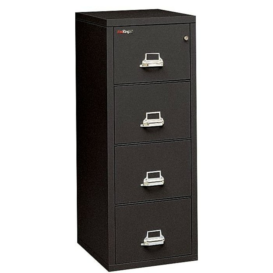 * Fireking 2-Hour 4-Drawer Fire Resistant Vertical File Cabinet, Legal Size, Inside Delivery, Black