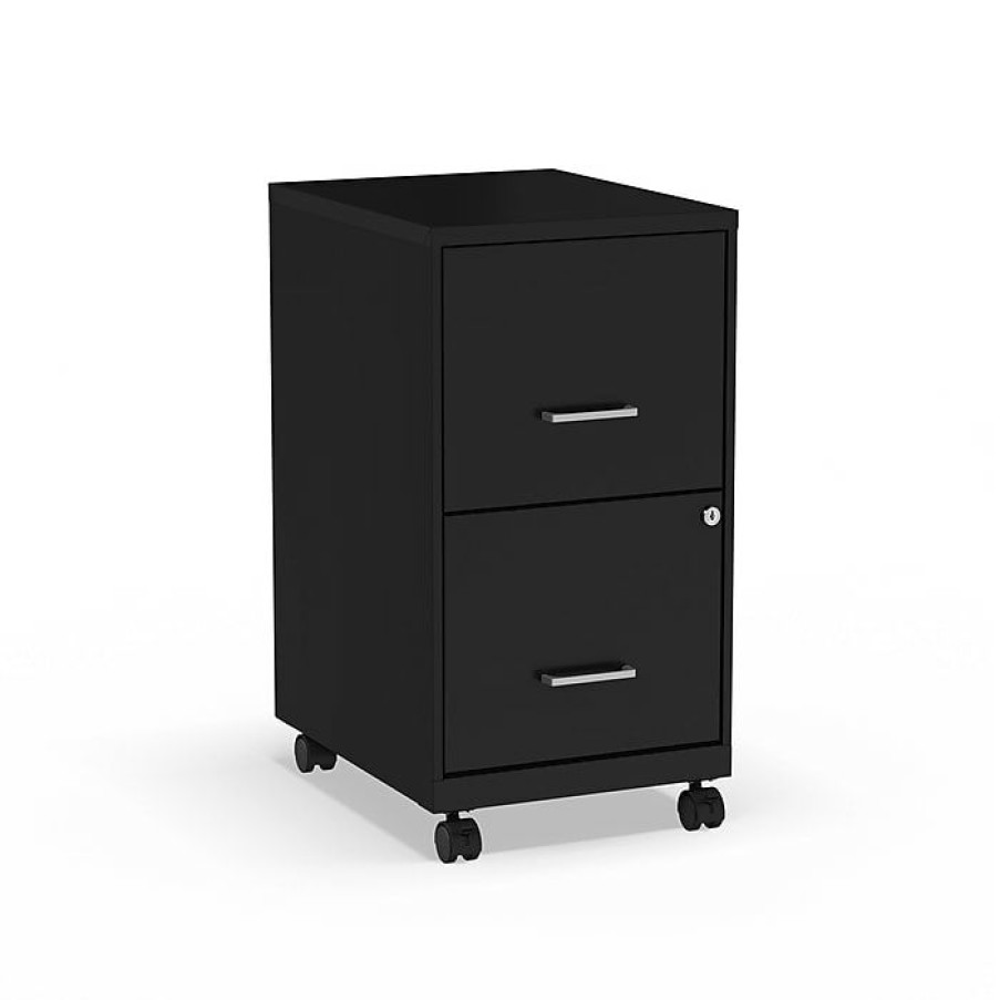 * Staples 2-Drawer Light Duty Vertical File Cabinet, Locking, Letter, Black, 18 D (52145)