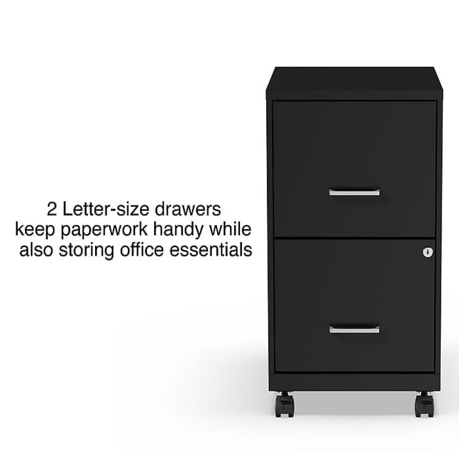 * Staples 2-Drawer Light Duty Vertical File Cabinet, Locking, Letter, Black, 18 D (52145)