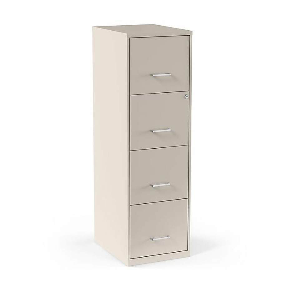 * Staples 4-Drawer Light Duty Vertical File Cabinet, Locking, Letter, Putty, 18 D (52147)