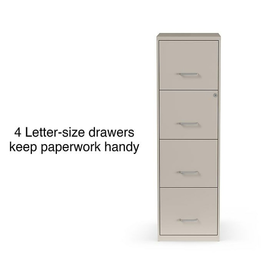 * Staples 4-Drawer Light Duty Vertical File Cabinet, Locking, Letter, Putty, 18 D (52147)