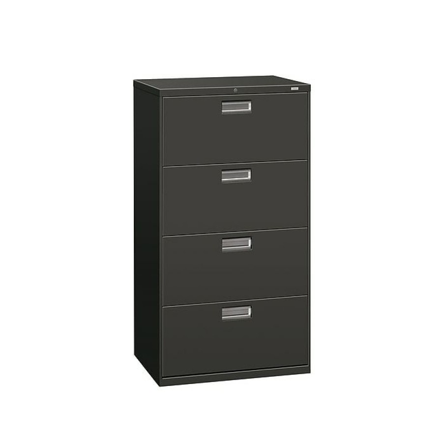 * Hon Brigade 600 Series 4-Drawer Lateral File Cabinet, Locking, Charcoal, Letter/Legal, 30 W (H674.L.S)