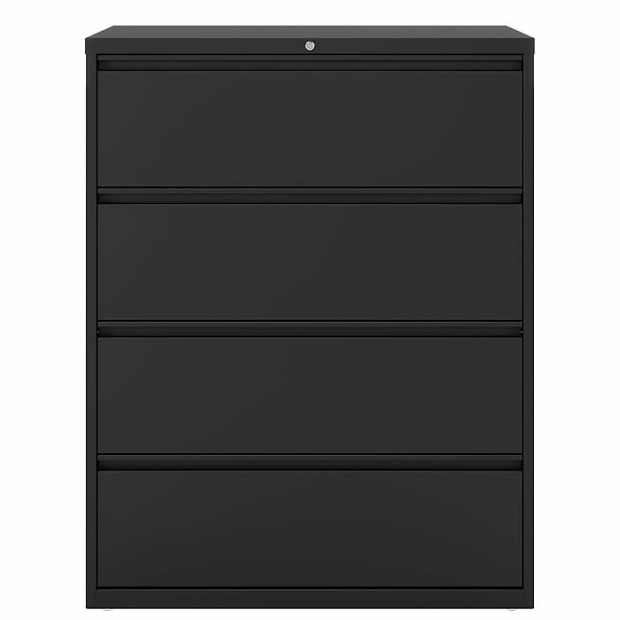 * Staples Commercial 4 File Drawers Lateral File Cabinet, Locking, Black, Letter/Legal, 42 W (20063D)