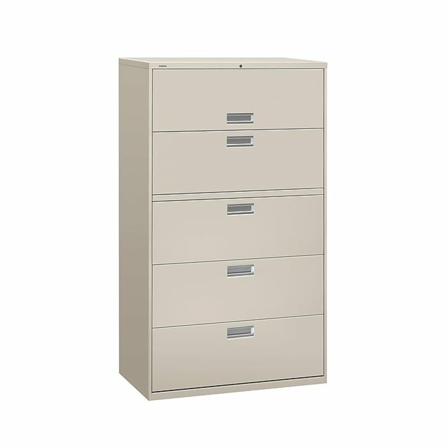 * Hon Brigade 600 Series 5-Drawer Lateral File Cabinet, Locking, Letter/Legal, Gray, 42 W (H695.L.Q)