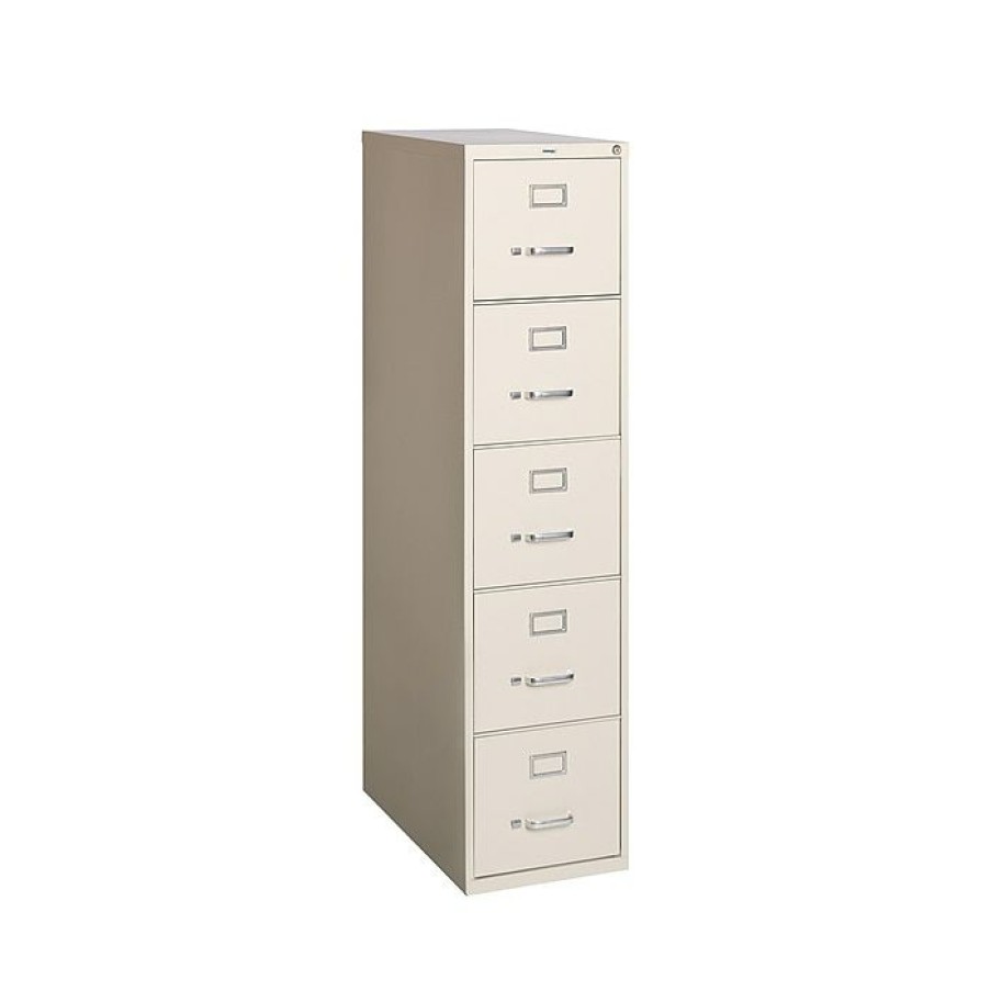 * Staples 5 File Drawers Vertical File Cabinet, Locking, Gray, Letter, 26.5 D (21918D)