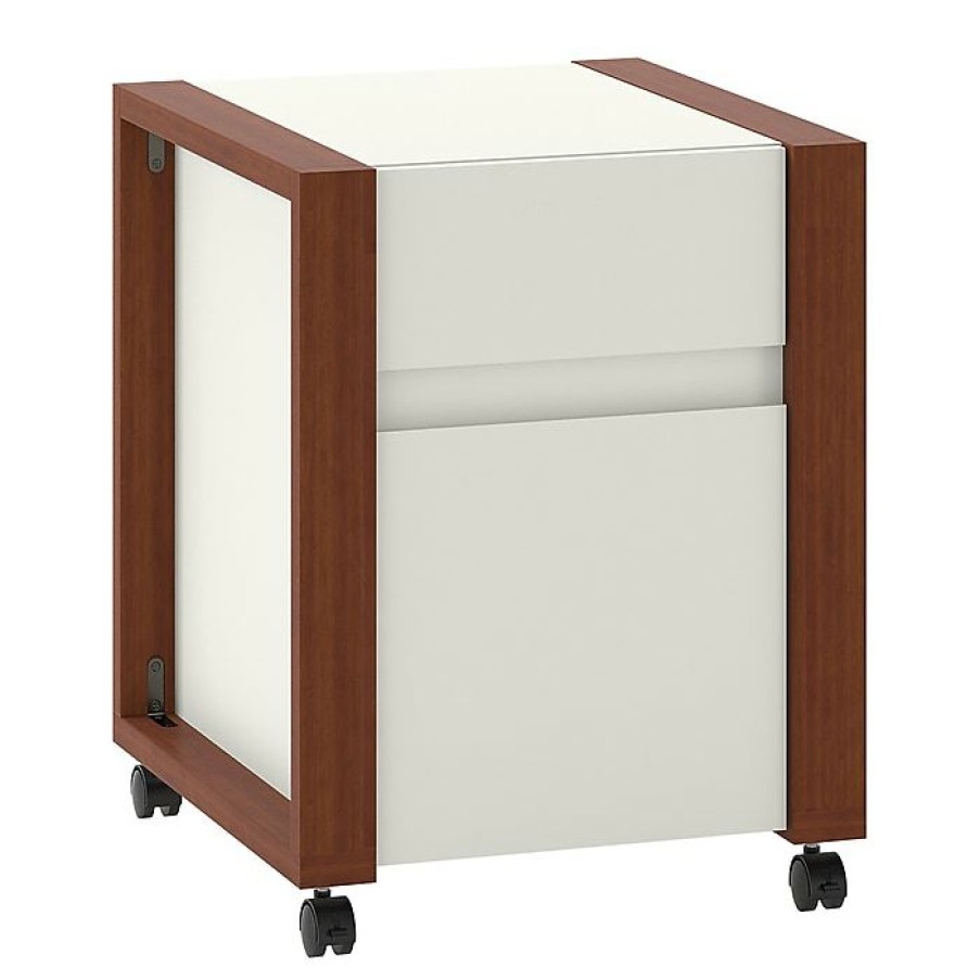 * Kathy Ireland Home By Bush Furniture Voss 1-Drawer Vertical File Cabinet, Letter, Cotton White/Serene Cherry, 20.87 D