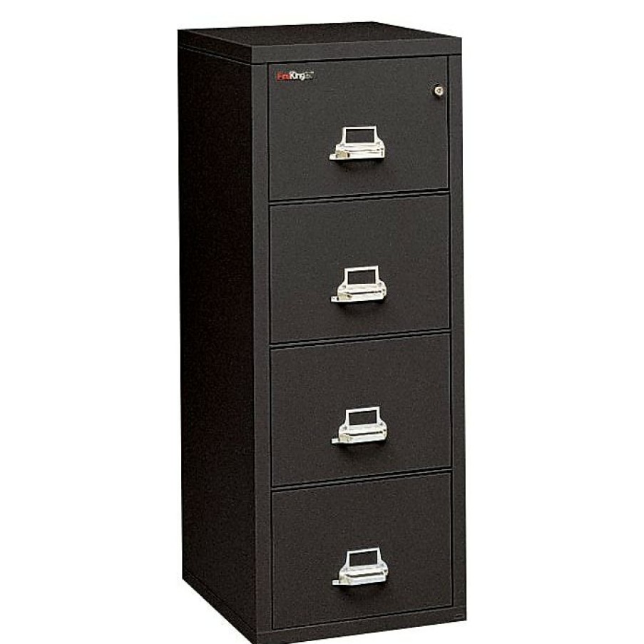 * Fireking 2-Hour Fire Resistant Vertical File Cabinet, Letter, 4-Drawer, Black, 56 3/16 H X 19 W X 31 3/16 D, Inside Delivery