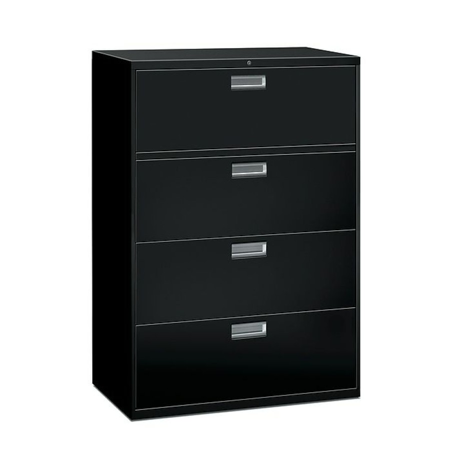 * Hon Brigade 600 Series 4-Drawer Lateral File Cabinet, Locking, Letter/Legal, Black, 42 W (Hon694Lp)