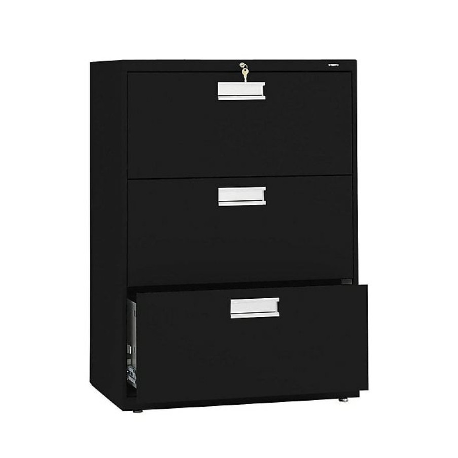 * Hon Brigade 600 Series 3-Drawer Lateral File Cabinet, Locking, Letter/Legal, Black, 30 W (H673.L.P)