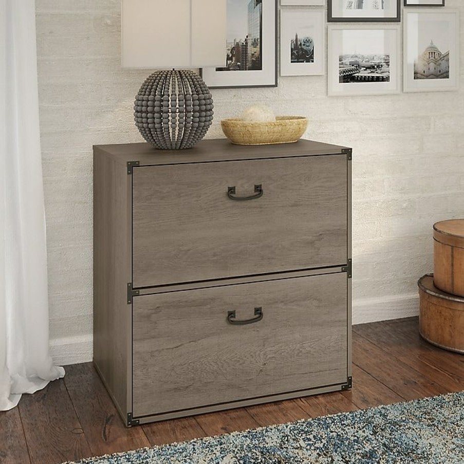 * Kathy Ireland Home By Bush Furniture Ironworks 2-Drawer Lateral File Cabinet, Letter/Legal, Restored Gray, 30 (Ki50304-03)