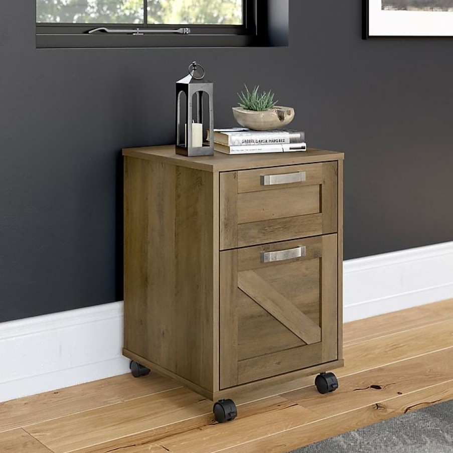 * Kathy Ireland Home By Bush Furniture 2-Drawer Vertical File Cabinet, Mobile, Letter/Legal, Reclaimed Pine, 17