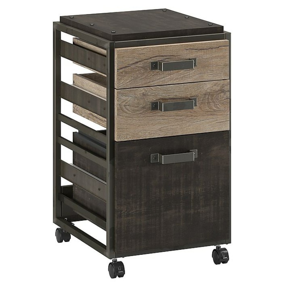 * Bush Furniture Refinery 3 Drawer Mobile File Cabinet, Rustic Gray (Rff116Rg-03)