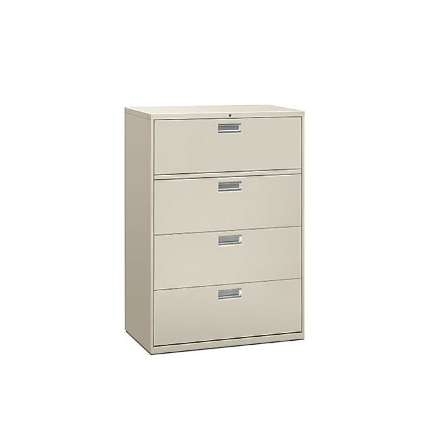 * Hon Brigade 600 Series 4-Drawer Lateral File Cabinet, Locking, Letter/Legal, Gray, 44 W (Hon694Lq)