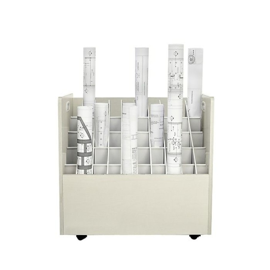 * Adiroffice 50-Slot Roll File Cabinet, Mobile, White, 30 , 2/Pack (626-Whi-2Pk)