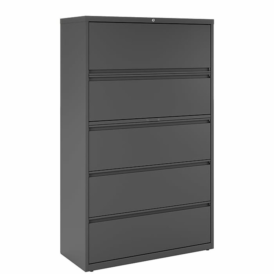 * Staples 5-Drawer Lateral File Cabinet, Locking, Letter/Legal, Charcoal, 42 W (26828D)