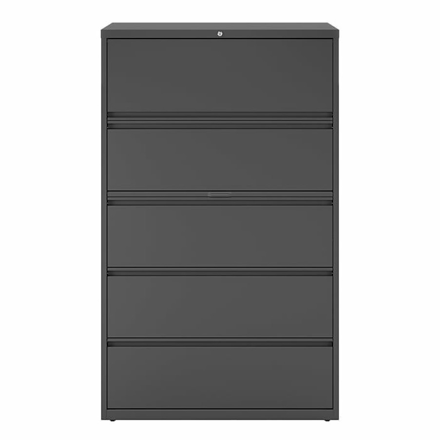 * Staples 5-Drawer Lateral File Cabinet, Locking, Letter/Legal, Charcoal, 42 W (26828D)