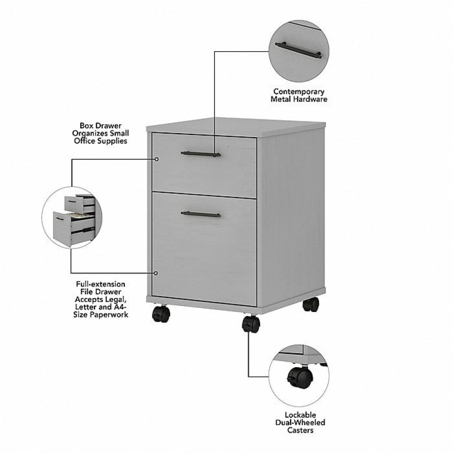 * Bush Furniture Key West 2-Drawer Mobile File Cabinet, Letter/Legal, Cape Cod Gray, 15.51 (Kwf116Cg-03)