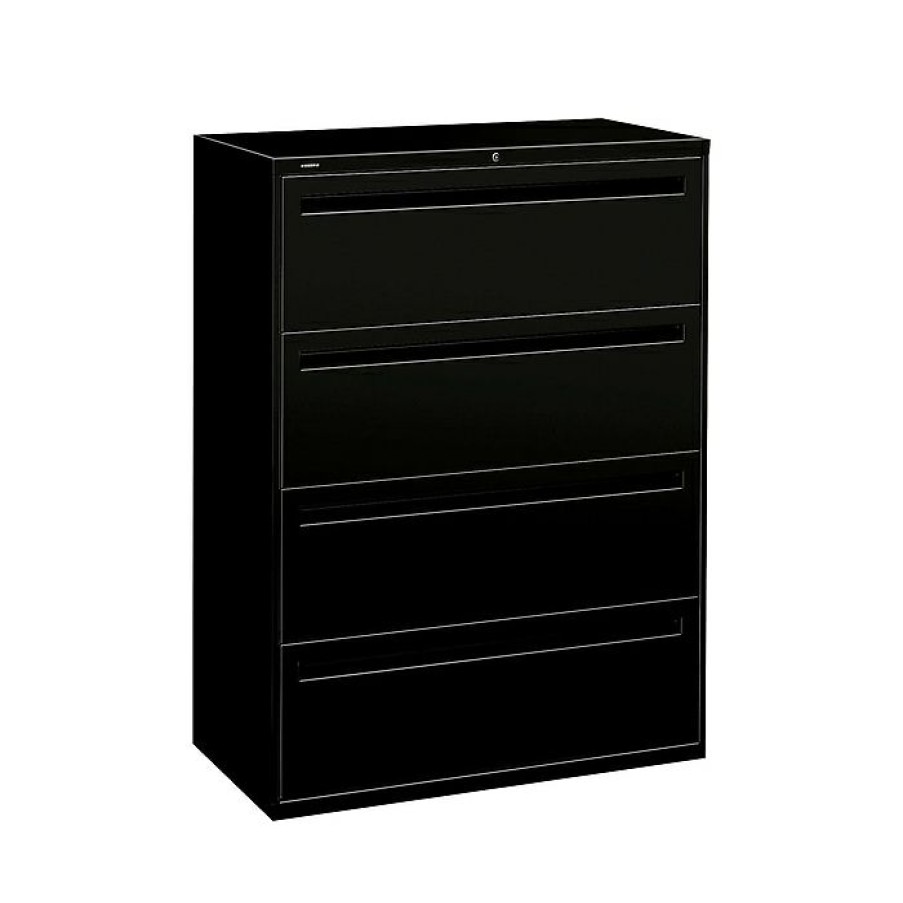 * Hon Brigade 700 Series 4-Drawer Lateral File Cabinet, Locking, Black, Letter/Legal, 42 W (H794.L.P)