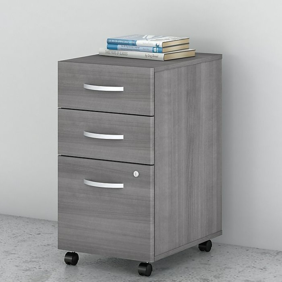 * Bush Business Furniture Studio C 3 Drawer Mobile File Cabinet, Platinum Gray (Scf216Pgsu)