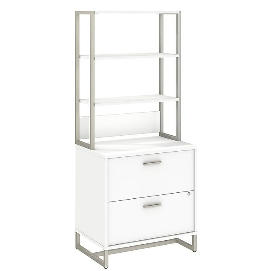 * Office By Kathy Ireland Method Lateral File Cabinet With Hutch, White (Mth012Whsu)