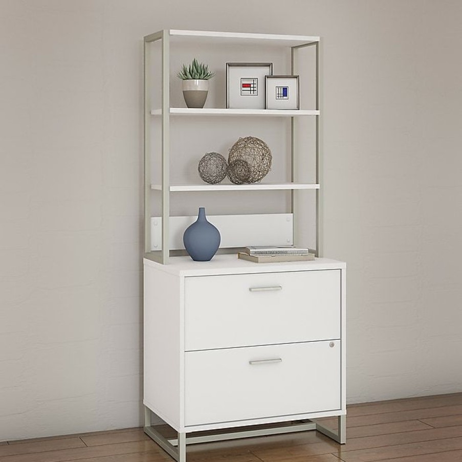 * Office By Kathy Ireland Method Lateral File Cabinet With Hutch, White (Mth012Whsu)