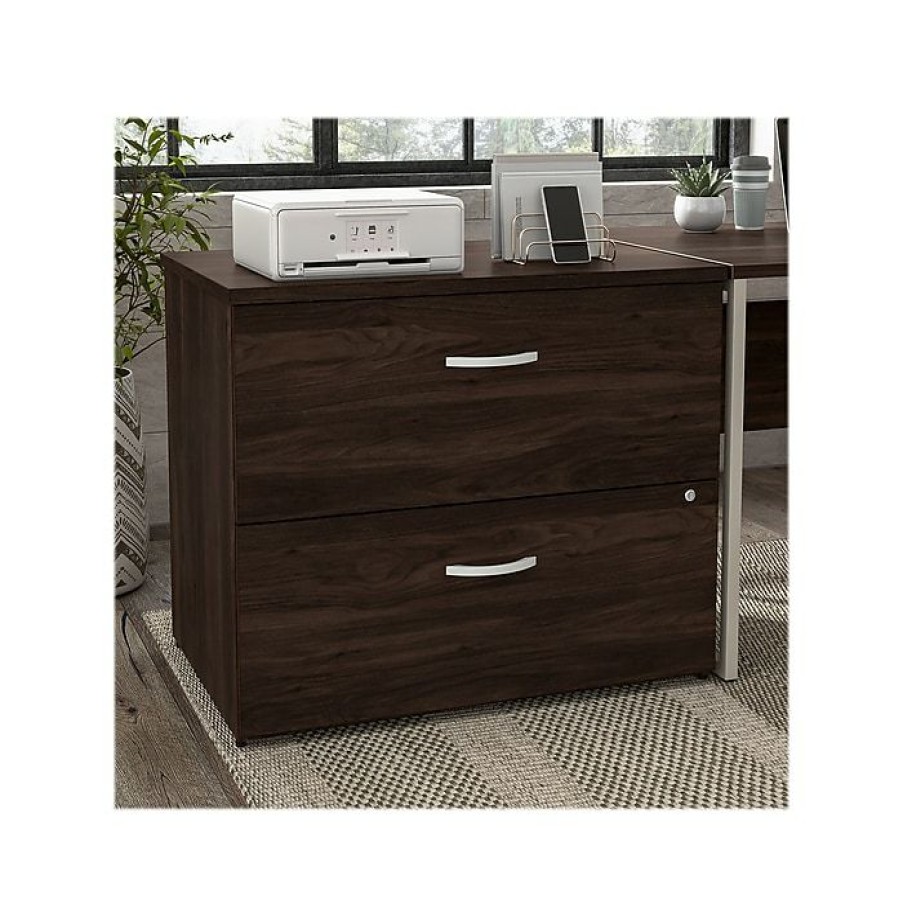 * Bush Business Furniture Hybrid 2-Drawer Lateral File Cabinet, Letter/Legal, Black Walnut, 36 (Hyf136Bwsu-Z)