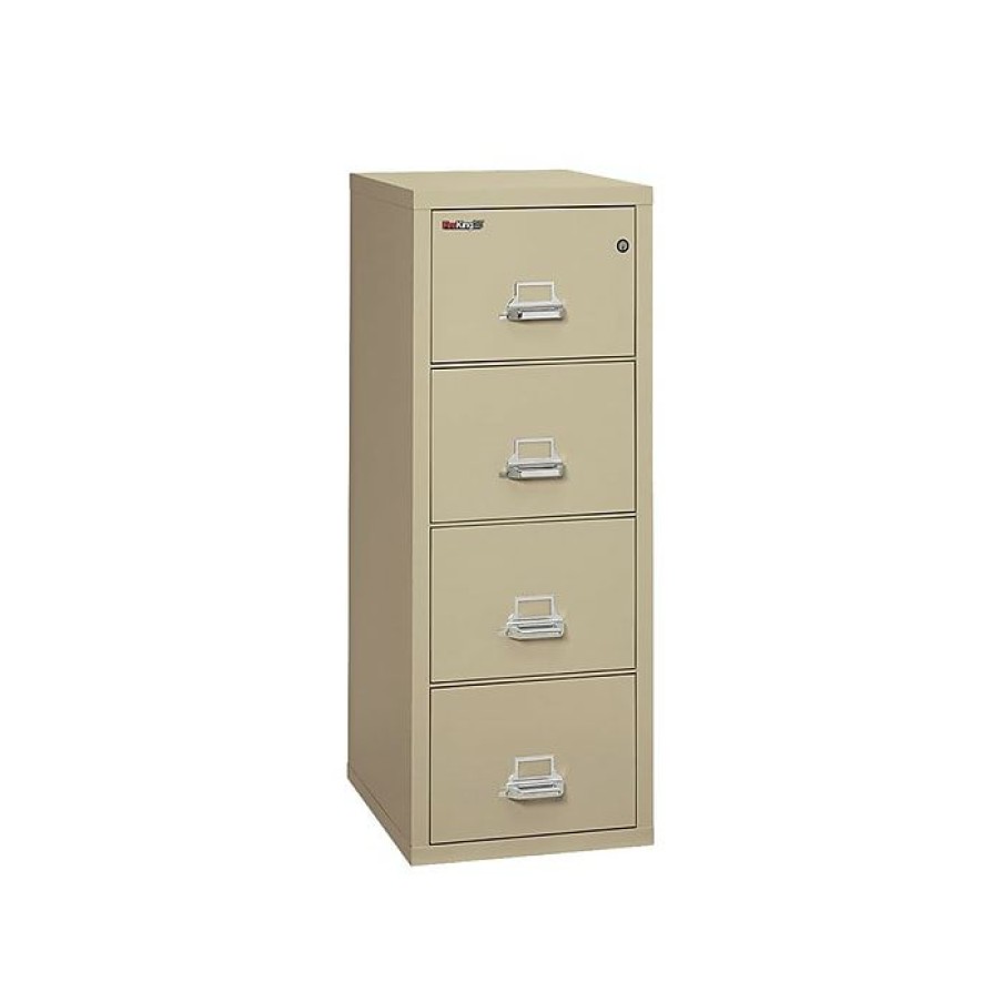 * Fireking Classic 4-Drawer Vertical File Cabinet, Fire Resistant, Legal, Parchment, 25.06 D (4-2125-Cpa)