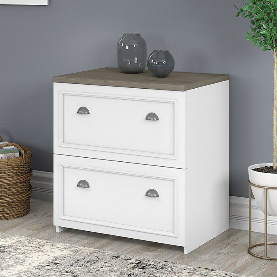 * Bush Furniture Fairview 2-Drawer Lateral File Cabinet, Letter/Legal, Shiplap Gray/Pure White, 29.57 (Wc53681-03)