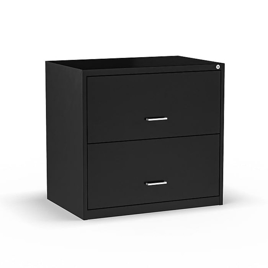 * Staples 2-Drawer Light Duty Lateral File Cabinet, Locking, Letter/Legal, Black, 30 W (St52141)