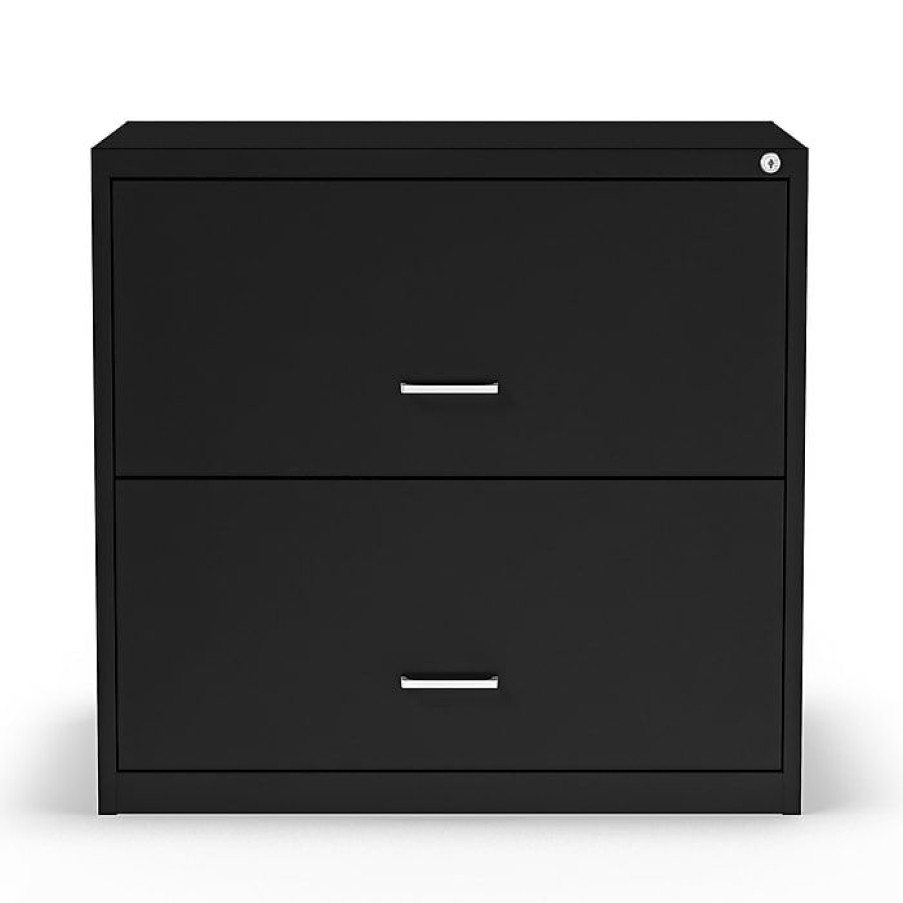 * Staples 2-Drawer Light Duty Lateral File Cabinet, Locking, Letter/Legal, Black, 30 W (St52141)